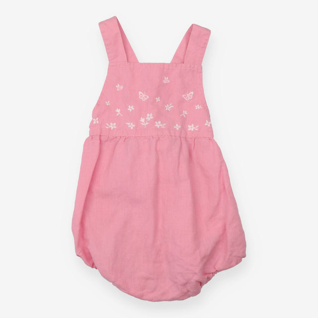 Romper pink white embroidery butterflies
