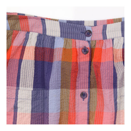 Skirt Pebble Drop Check Seersucker Cotton Midi