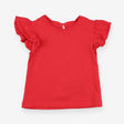 Red ruffle sleeve t-shirt