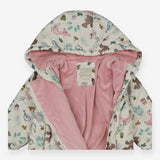 Pramsuit Cream Woodland Pink Lined