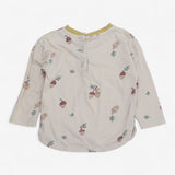 T-shirt Long Sleeve Cream Acorn Print with Yellow 