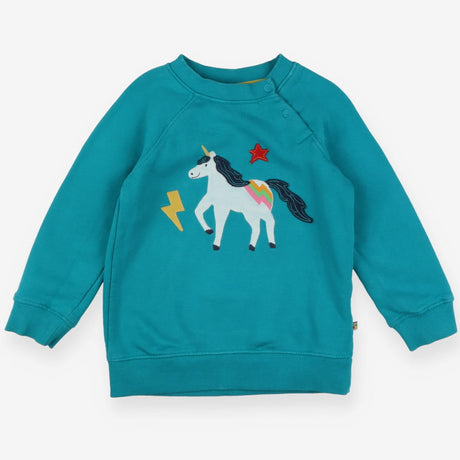 Blue unicorn applique sweater