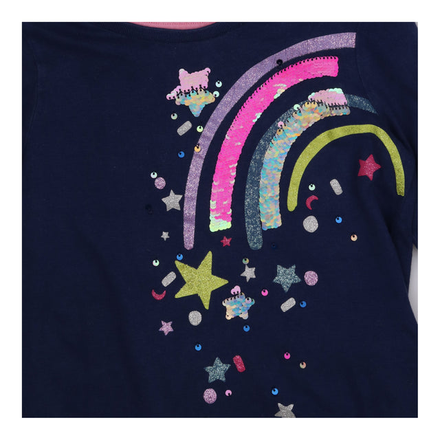 T-shirt long sleeved navy sequins rainbow and star