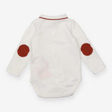 White Collared bodysuit Elbow Patches