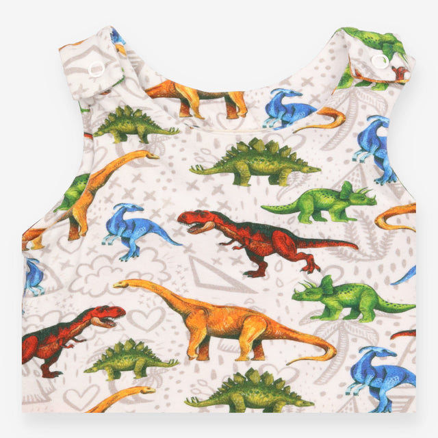 Romper White Dinosaur Appliques