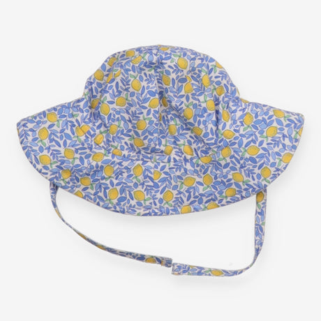 Sun hat white with Lemons and blue leaves prints