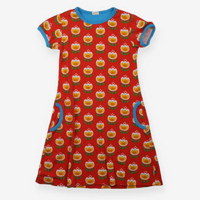 Dress Red with Yellow Tulips Print