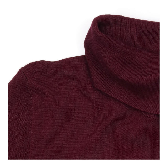 Plum Burgundy Roll Neck Knitted Midi Dress