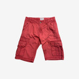 Red Woven Cargo Shorts