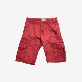 Red Woven Cargo Shorts