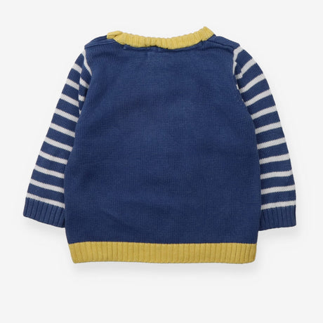 Sweater Knit Blue Stripe Aeroplane Applique