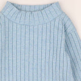 Blue ribbed long sleeve jersey dress