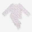 Pyjamas White Ribbed Blue Floral