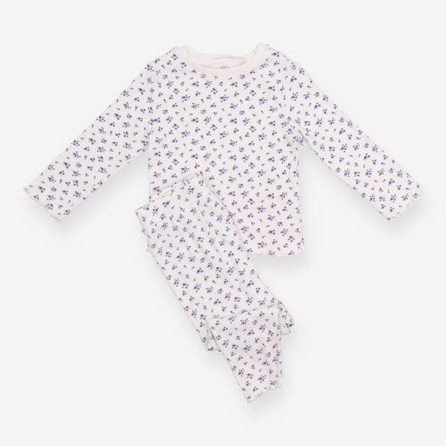 Pyjamas White Ribbed Blue Floral