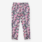 Navy Floral Print Slim Leg Trousers