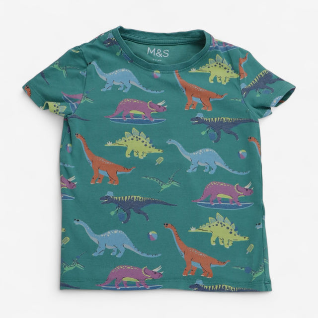 Short Pyjamas Green with Dinosaurs