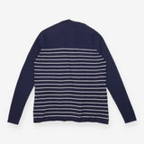 Cardigan Navy Cream Stripe Open Front Long Sleeve