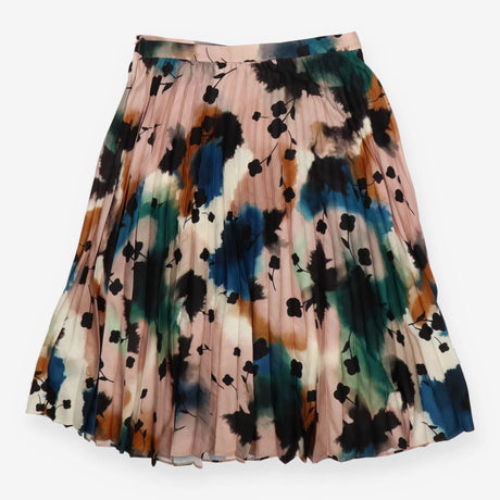 Abstract Floral Pleated Midi Skirt