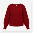 Merino Wool Blend Ribbed Crew Neck Jumper Burgundy