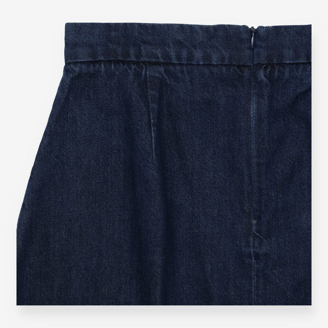 Midi Skirt Indigo Embroidered Geometric Cotton