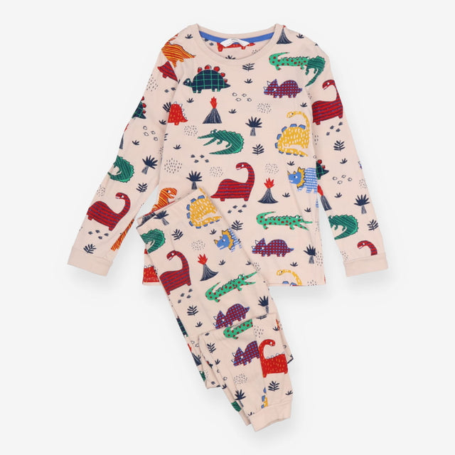 Cream Pyjamas with Colourful Dinosaurs