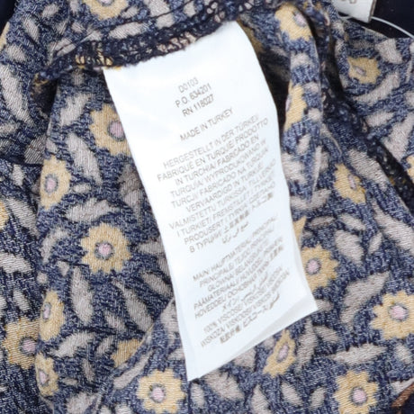 Navy and mustard floral smock long sleeve dress