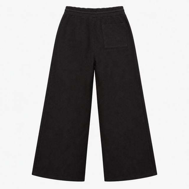 Wide Leg Joggers Black Drawstring Relaxed Trousers