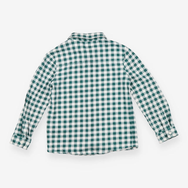 Shirt green white check LS