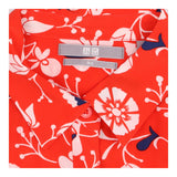 Red Floral Midi Dress with Wrap Front and Long Sle
