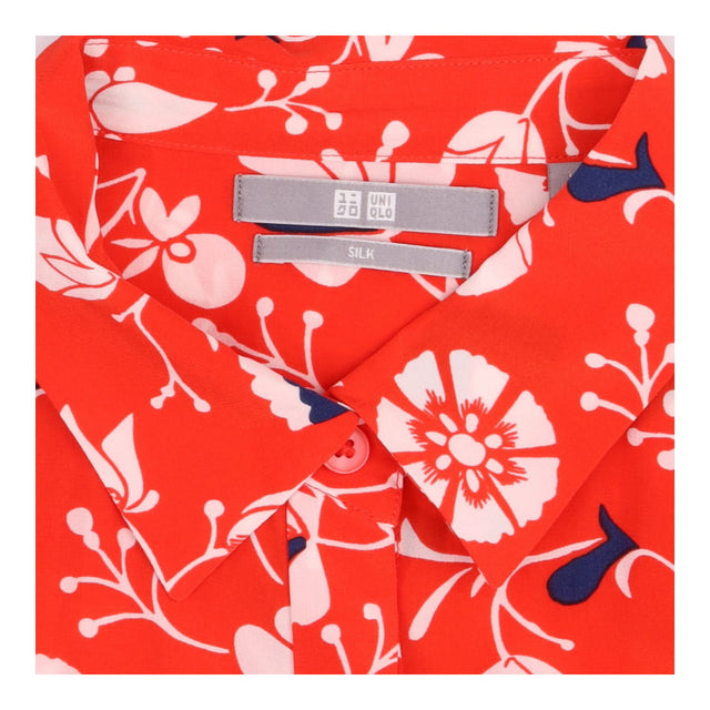 Red Floral Midi Dress with Wrap Front and Long Sle