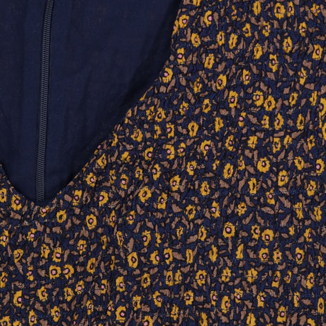 Navy and mustard floral smock long sleeve dress