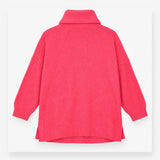 Cowl Neck Jumper Bright Pink Oversized Ribbed Knit