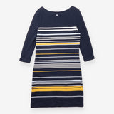 Knitted Dress Navy Multi Stripe Cotton