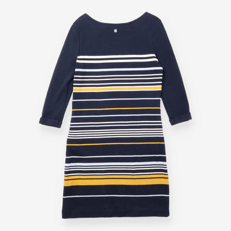 Knitted Dress Navy Multi Stripe Cotton