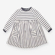 Dress long sleeve navy and white stripe 