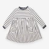 Dress long sleeve navy and white stripe 