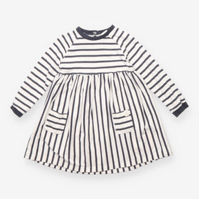 Dress long sleeve navy and white stripe 