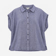 Chambray Blue Linen Cotton Pintuck Pleat Button Do