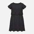 Black 100% Cotton Floral Embroidered Scalloped Hem