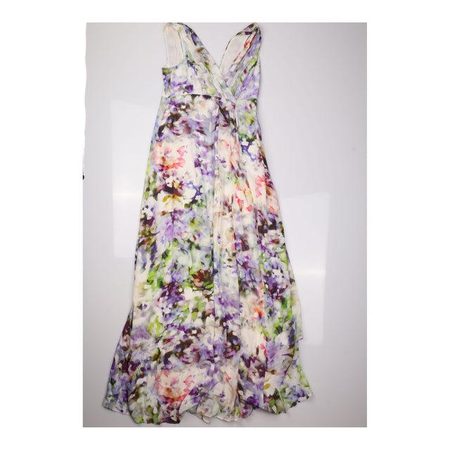 Dress Multi Floral Print Pleated Maxi Sleeveless V