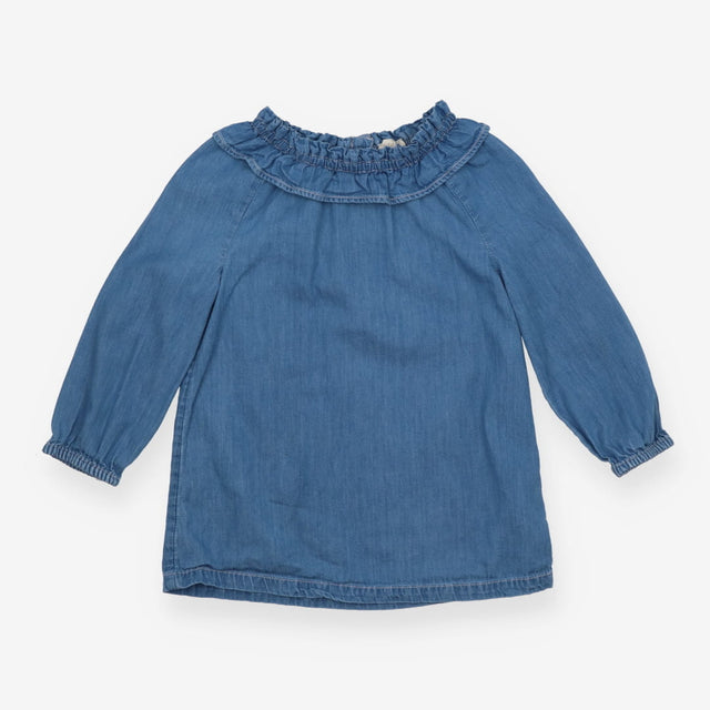 Top Long Sleeve Collared Chambray