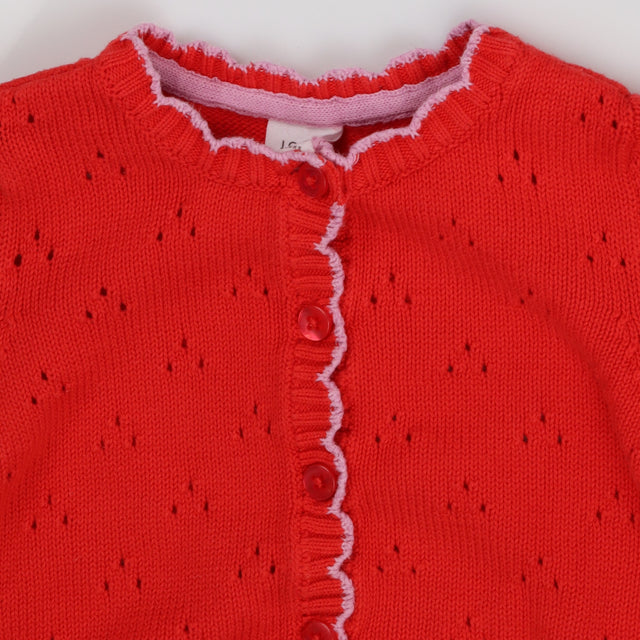 Cardigan red pink edging pockets