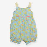 Romper smocked blue spot lemons