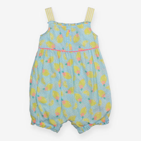Romper smocked blue spot lemons