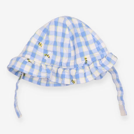 Blue gingham bee hat