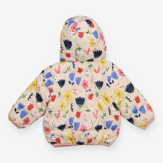 Coat padded white floral