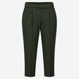 Trousers Green Belted High Waist Cropped Tailored