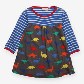 Dress Blue and Strip and Multi Coloured Dinosaurs