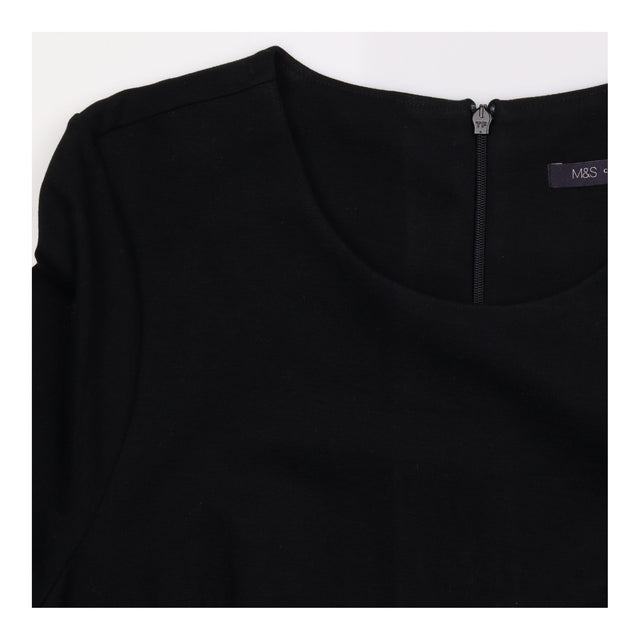 Wrap Dress Black Three Quarter Sleeve Midi