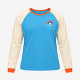 Blue Cream Colour Block Rainbow Long Sleeve Raglan